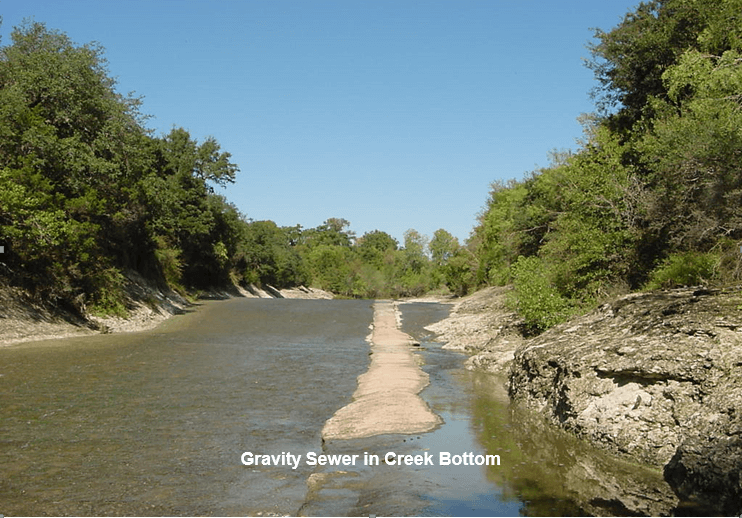 Center Creek - Gravity Sewer in Creek Bottom